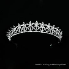 Nuevo diseño boda corona de cristal plata tiara nupcial tocado de lujo